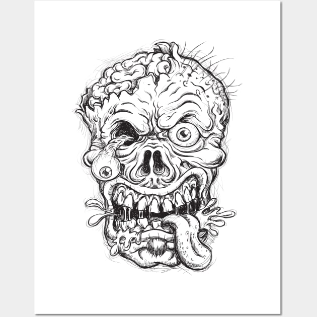 Sketchy Zombie Head Wall Art by CryptoTextile